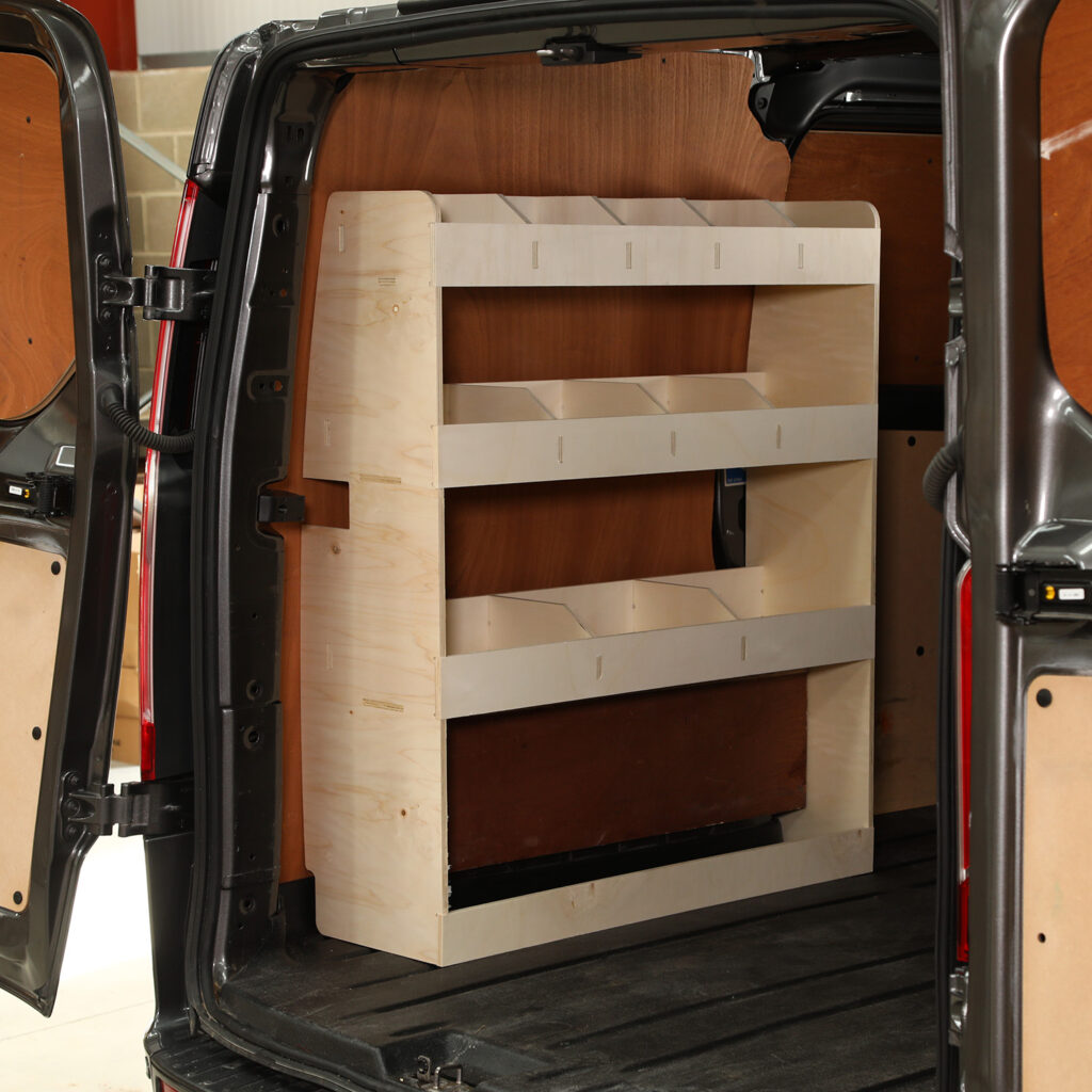 Ford Transit Custom L1 Van racking shelving NS rear. Free delivery.
