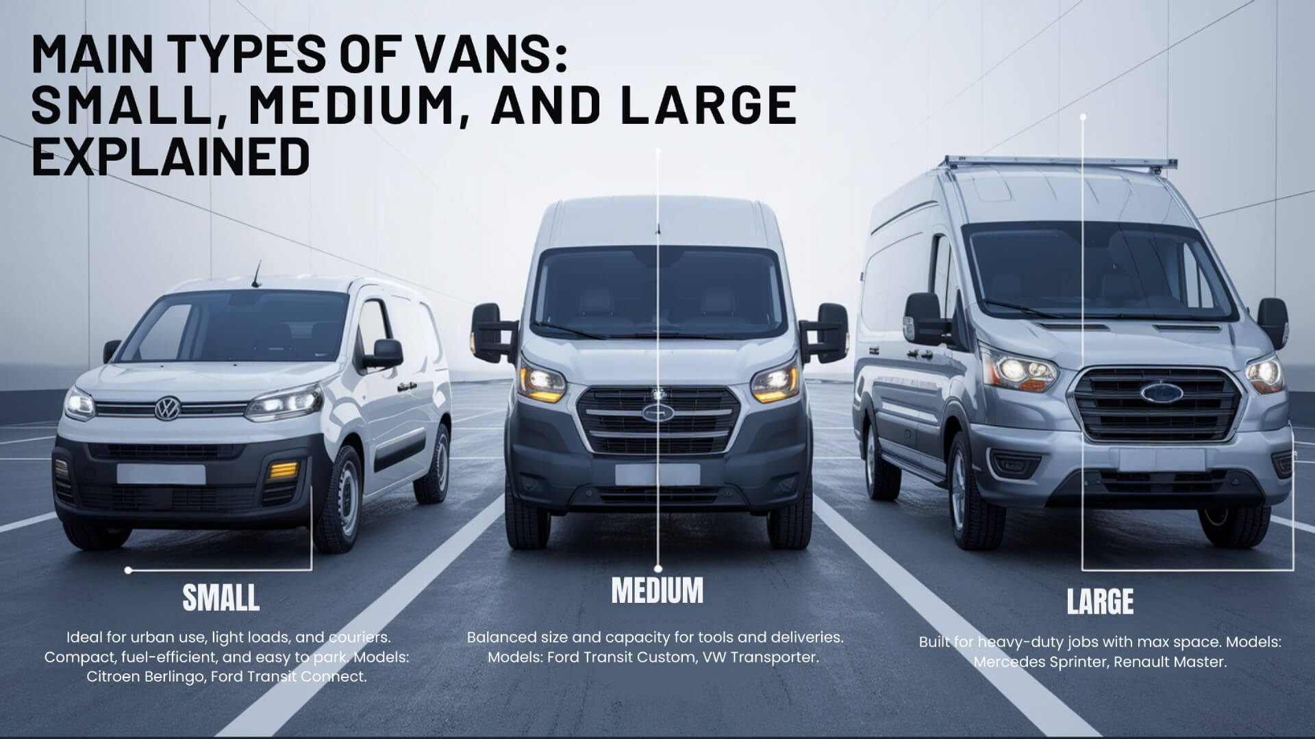 main-types-of-vans Main Types of Vans: Small, Medium, and Large Vans Explained