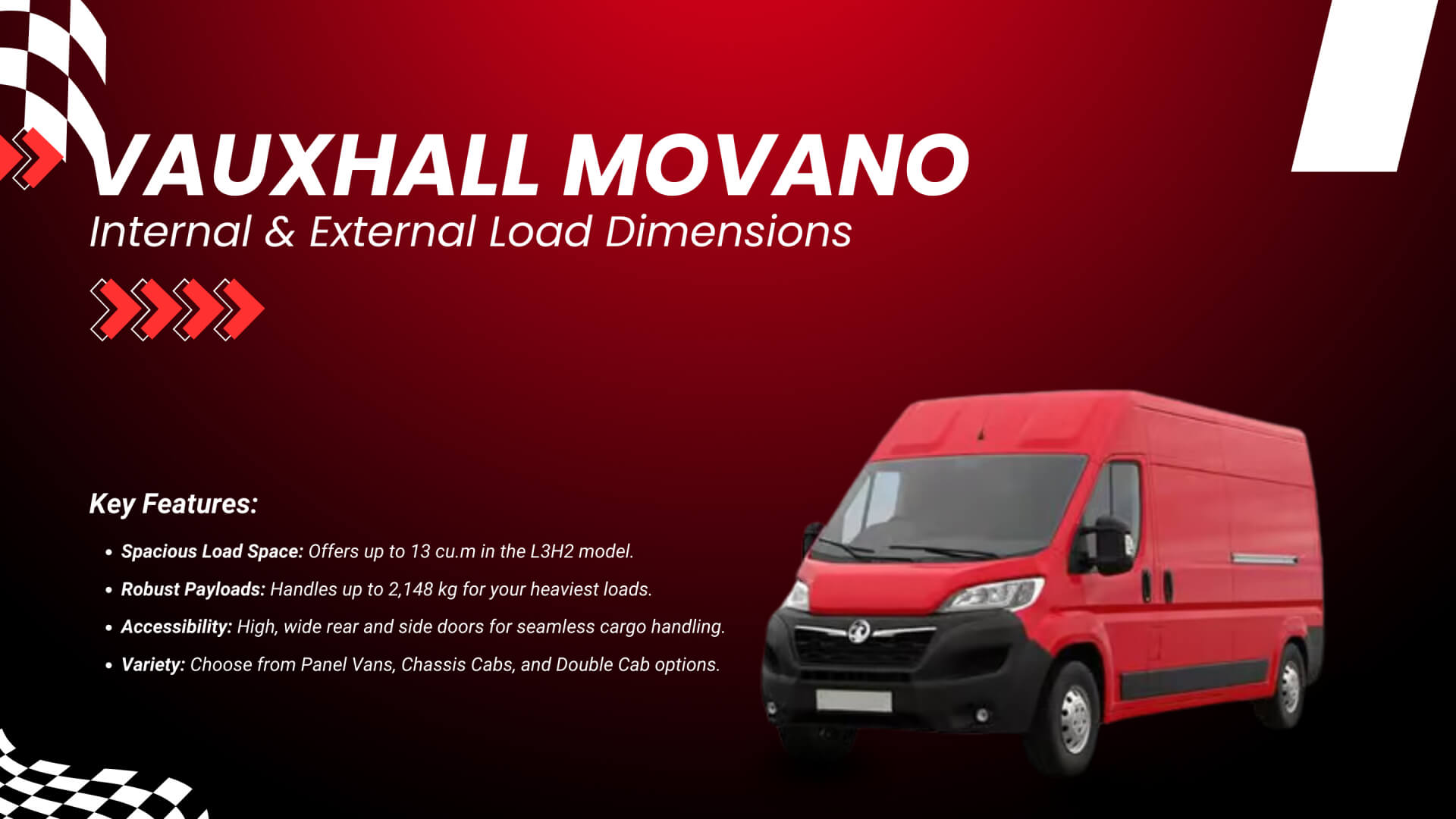 Vauxhall Movano Internal and External Load Dimensions