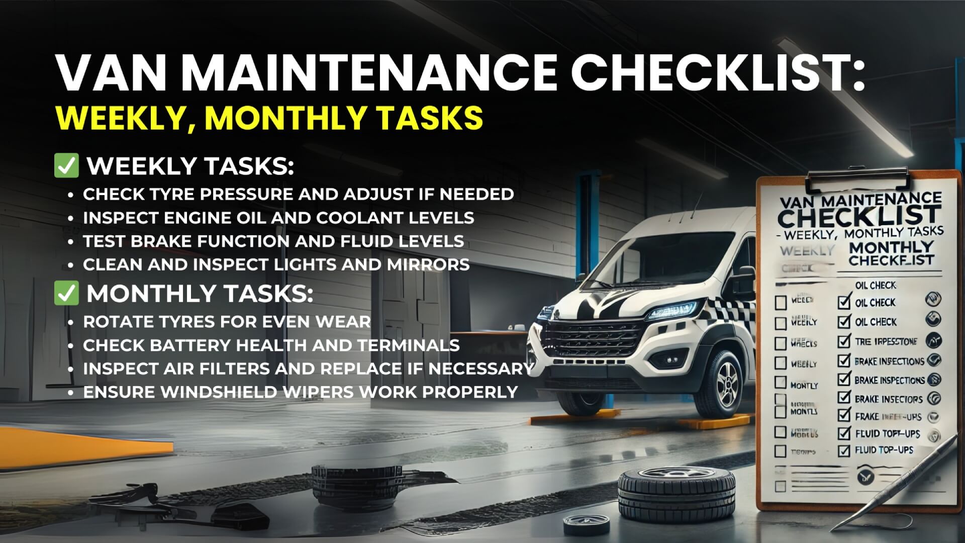 Van Maintenance Checklist: Weekly, Monthly Tasks